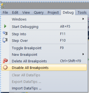 Disable All Breakpoints